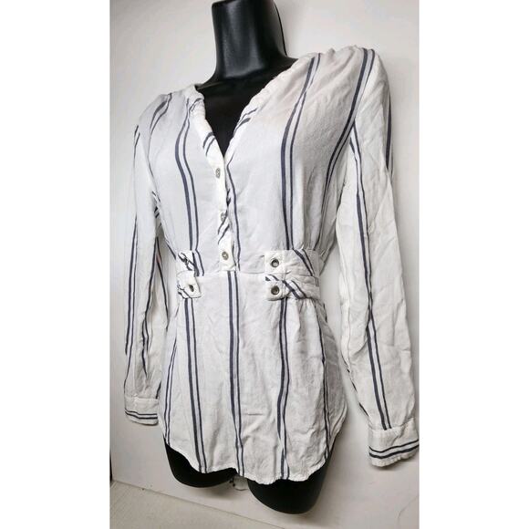 Women's Small High Vibrations casual-chic Stripe Mini Shirt Dress By Soho - Picture 5 of 16